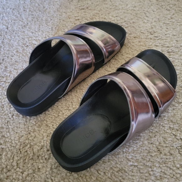 Vince Orion Leather Slide Sandals - Picture 3 of 8